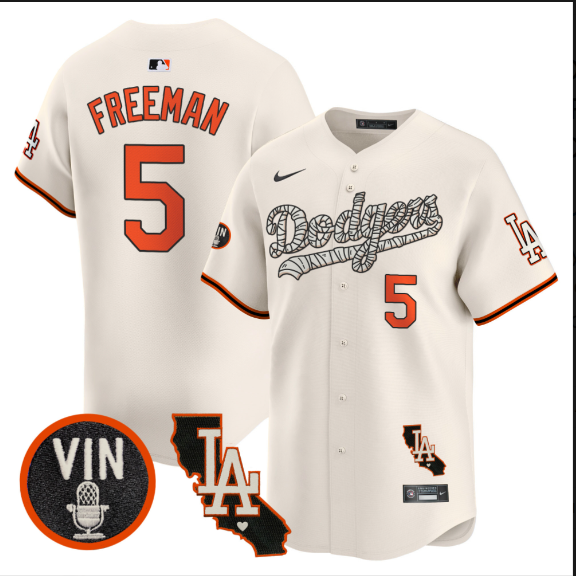 Men Los Angeles Dodgers 5 Freeman 2025 cream Limited Stitched Jersey